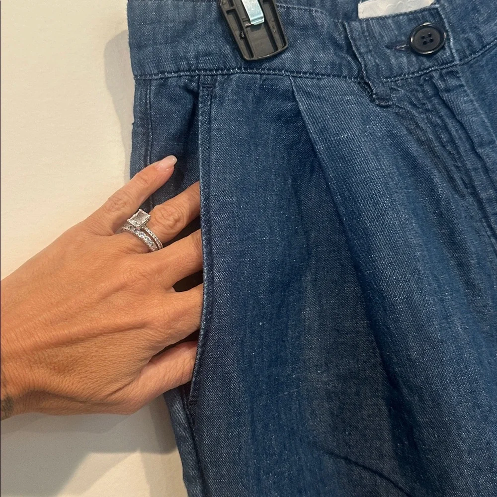 COS blue linen blend wide leg pants size 4
